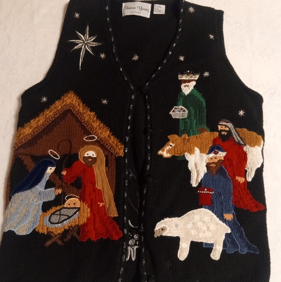 Black Nativity Sweater Vest Size S - Picture 1 of 8